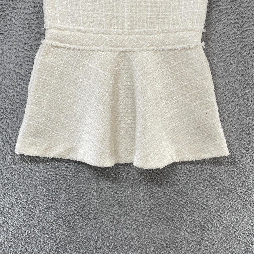 Zara Old Money Dress Womens Small Tweed Check Fit Flare Short Sleeve Mini Office - Picture 13 of 16